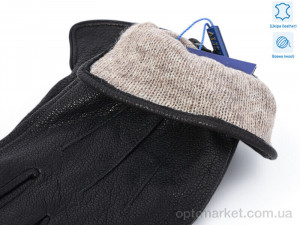 Рукавички чоловічі 0549B шкіра оленя вовна Alisa чорний  оптом от Optomarket