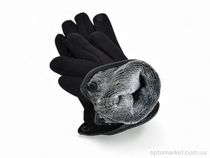 Рукавички унісекс 1-171 PU black Anjela чорний  оптом от Optomarket