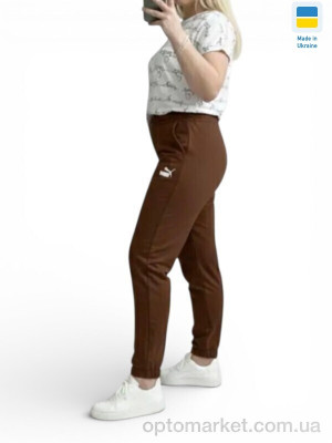 Спортивні штаны жіночі 1055-1PU шоколад P.ma коричневий  оптом от Optomarket