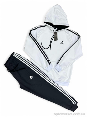 Спортивний костюм чоловічі 209 white-black A.idas білий  оптом от Optomarket