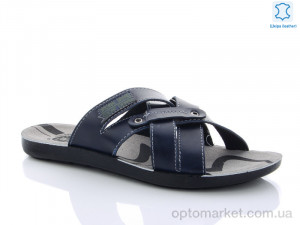 Купить Шльопанці чоловічі 3508E кожа blue Oscar синій