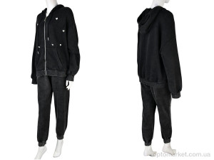 Спортивний костюм жіночі 4245-J047 black Evinos чорний  оптом от Optomarket