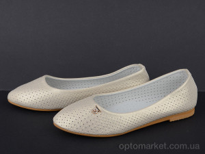 Балетки женские 48-11-3 Fuguishan золотой  оптом от Optomarket
