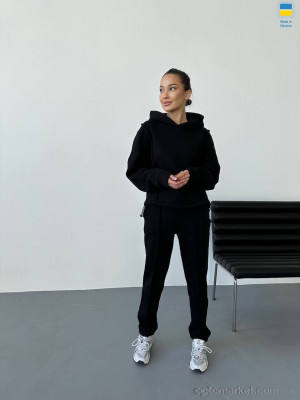 Спортивний костюм жіночі 55-1 чорн Eva чорний  оптом от Optomarket