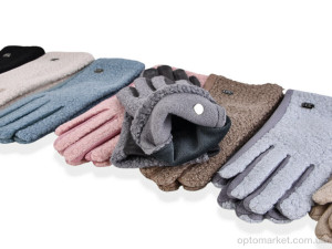 Рукавички жіночі B18-33 (тедді-плюш) mix Number one мікс  оптом от Optomarket