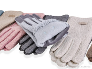 Рукавички жіночі B18-97 (тедді-плюш) mix Number one мікс  оптом от Optomarket