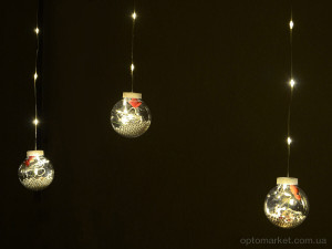 Господарські товари F7883 світлодіодна новорічна гірлянда штора кулі з Дідом Морозом, довжина 400см 7garden  оптом от Optomarket