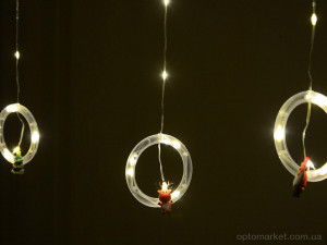 Господарські товари F7884 світлодіодна гірлянда-фіранка кільця з фігурами у вигляді Санти та сніговика, ялинки, оленя та шапочки, довжина 400см 7garden  оптом от Optomarket