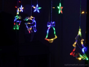 Господарські товари F7886M різдвяний світлодіодний підвісний світильник Сніжинка, Сніговик, Санта-Клаус, різнокольоровий довжина 408см 7garden  оптом от Optomarket