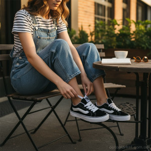 Кеди унісекс HK313-1 V.ns чорний  оптом от Optomarket