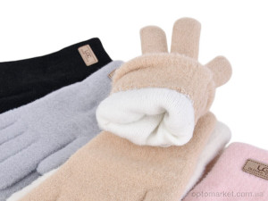 Рукавички жіночі J2025 (альпака) mix Number one мікс  оптом от Optomarket