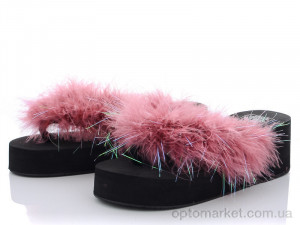 Купить Шльопанці жіночі Шлепки 6см.мех пудра РОЗПРОДАЖ 1ПАРА: 38 AMH рожевий