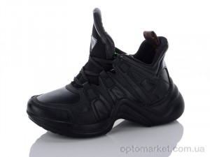 Кросівки жіночі T075-8 L.uis Vuitton чорний  оптом от Optomarket