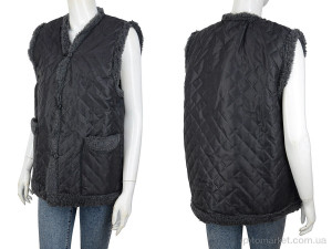 Жилетка жіночі Жилетка хутро чорно-сіра LiBang чорний  оптом от Optomarket