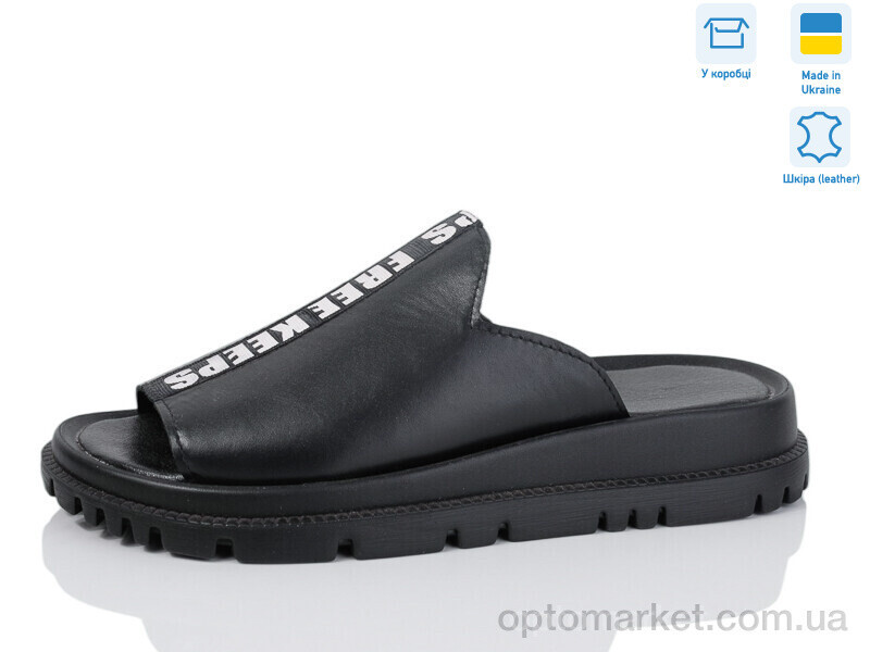 Купить Шльопанці жіночі 001-7 чорна шкіра Lena чорний, фото 2