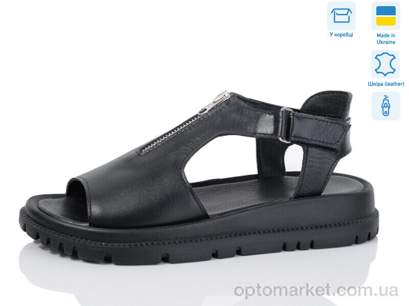 Купить Босоніжки жіночі 002-11 чорна шкіра Lena чорний, фото 2