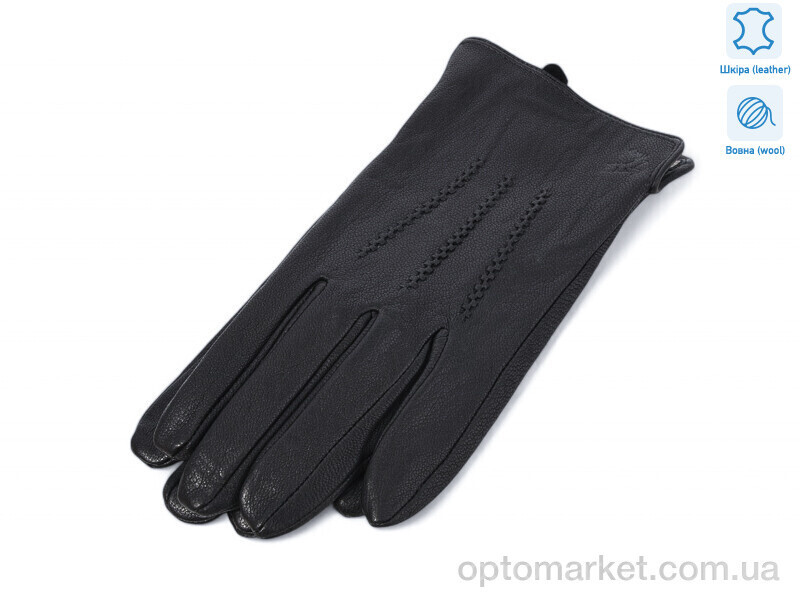 Купить Рукавички чоловічі 0539B шкіра оленя вовна Alisa чорний, фото 3