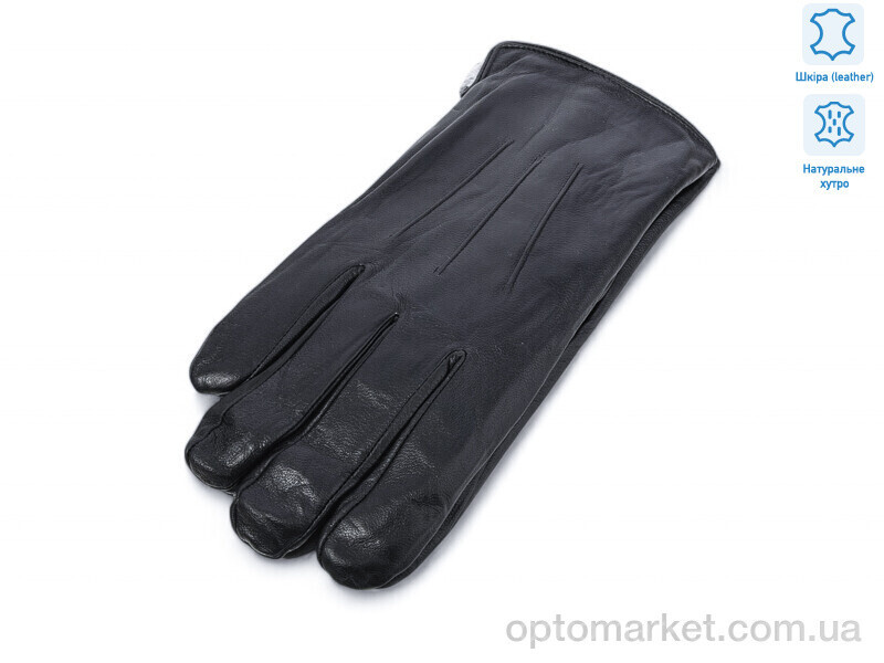 Купить Рукавички чоловічі 0542 шкіра кролик Number one чорний, фото 3