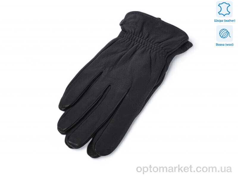 Купить Рукавички чоловічі 0554B шкіра оленя вовна Alisa чорний, фото 3