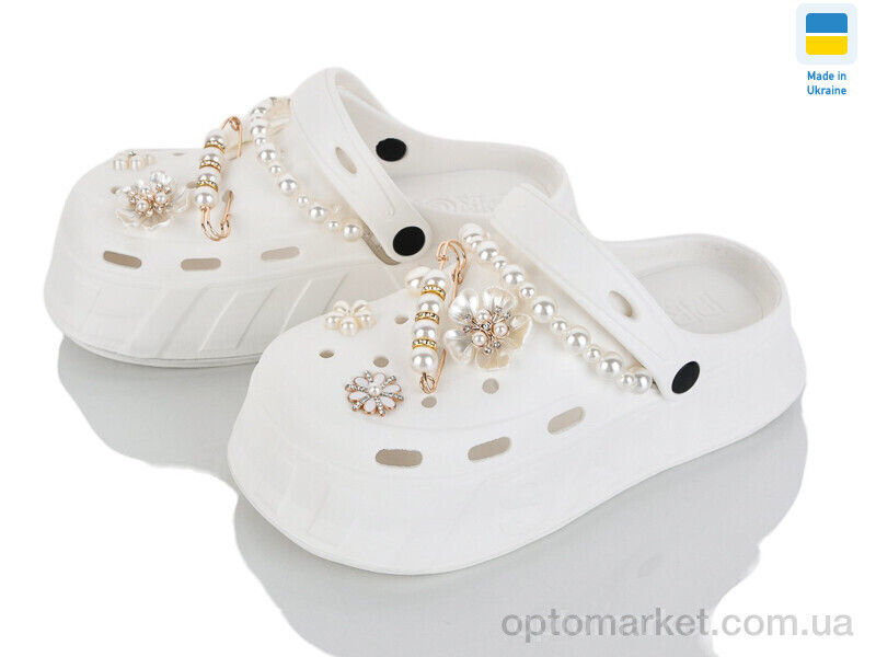 Купить Крокси жіночі 156-2 білий Progress білий, фото 2