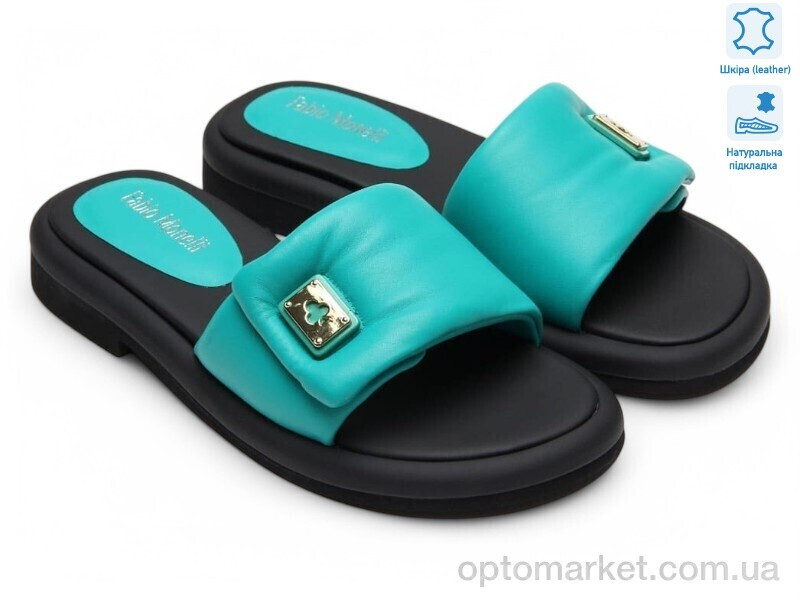 Купить Шльопанці жіночі 184944 Fabio Monelli зелений, фото 2