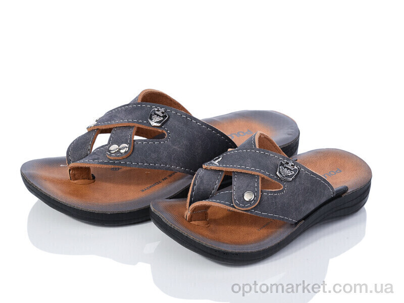 Купить Шльопанці дитячі 2024-034 mix Demur сірий, фото 2