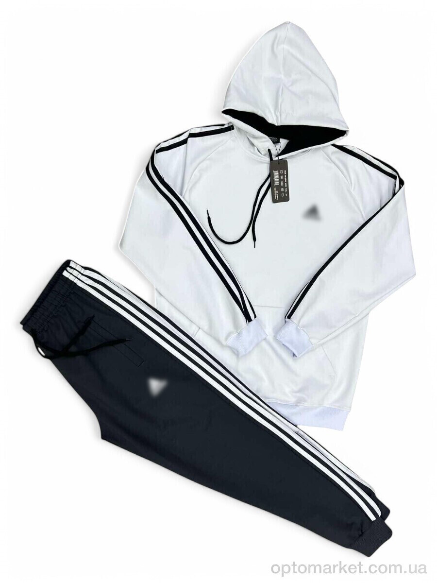 Купить Спортивний костюм чоловічі 209 white-black A.idas білий, фото 3