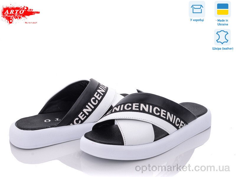 Купить Шльопанці жіночі 214/1 ч.к + б.к. ARTO білий, фото 2
