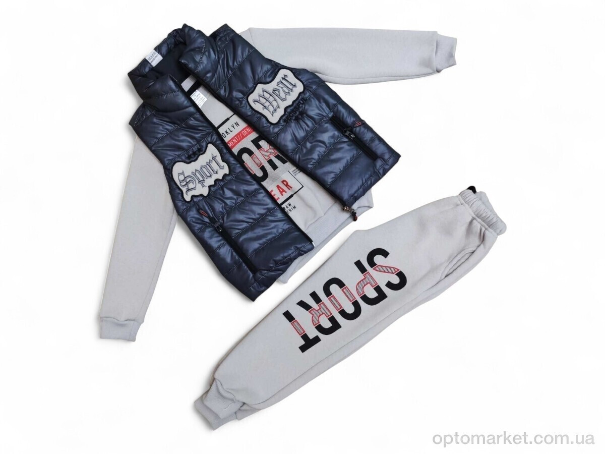 Купить Комплекти дитячі дитячі 2520 сірий Sport жилетка-кофта-штани Dicle Kids сірий, фото 2