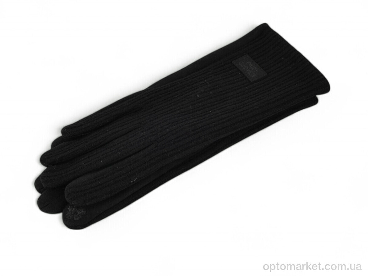 Купить Рукавички жіночі 29 замш-текстиль black Paidi чорний, фото 3