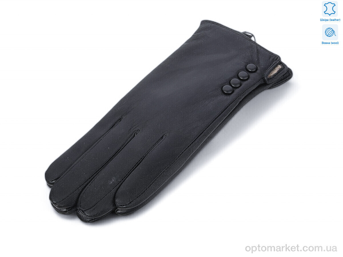 Купить Рукавички жіночі 4 black шкіра вовна Rubi чорний, фото 3
