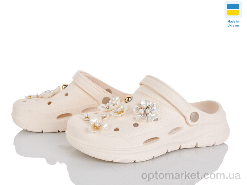 Купить Крокси жіночі 413 кремовий Dago бежевий, фото 2