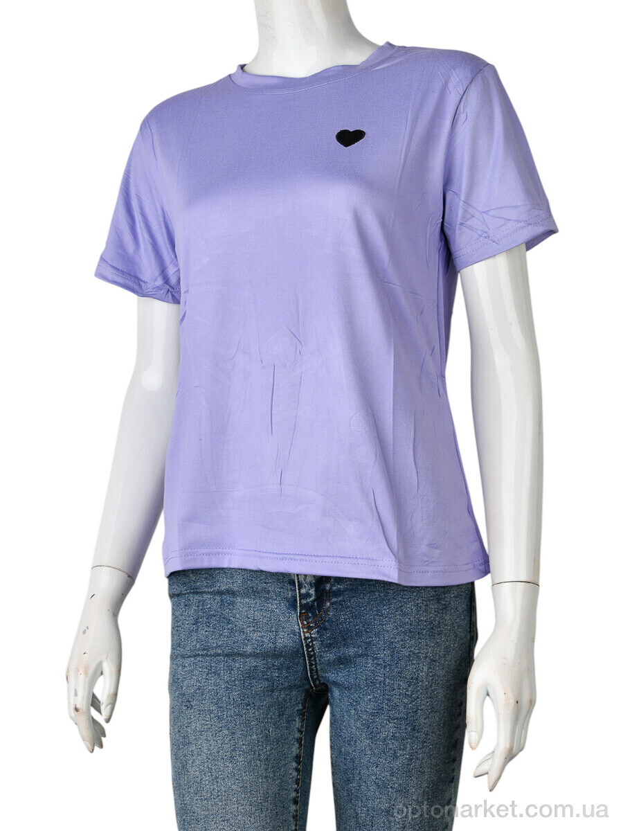 Купить Футболка жіночі 4349-Heart-1 violet Huajianiing фіолетовий, фото 2