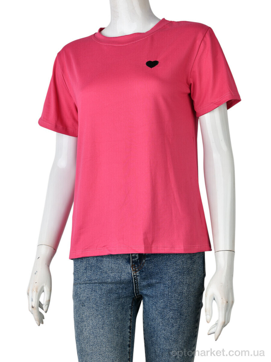 Купить Футболка жіночі 4349-Heart-2 d.pink Huajianiing рожевий, фото 2