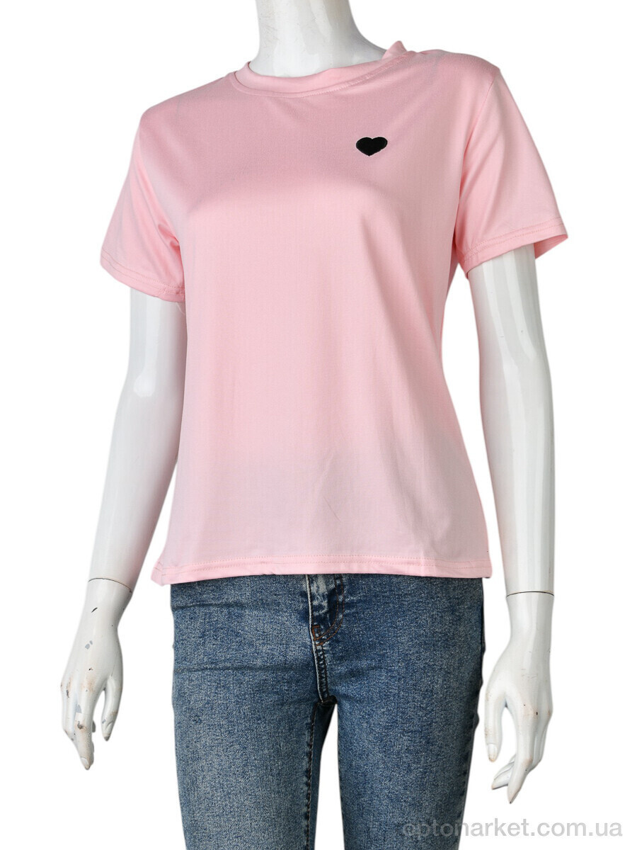 Купить Футболка жіночі 4349-Heart-3 pink Huajianiing рожевий, фото 2