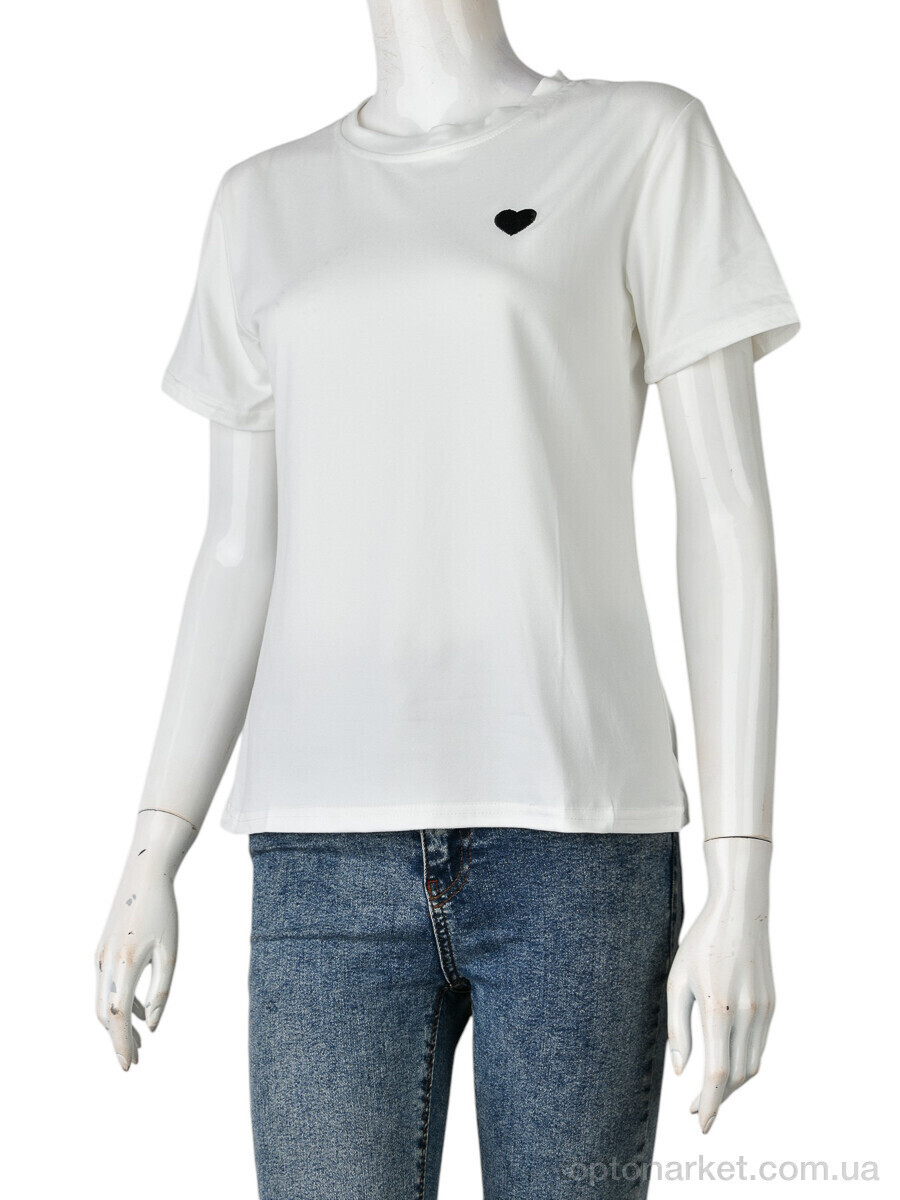 Купить Футболка жіночі 4349-Heart-4 white Huajianiing білий, фото 2