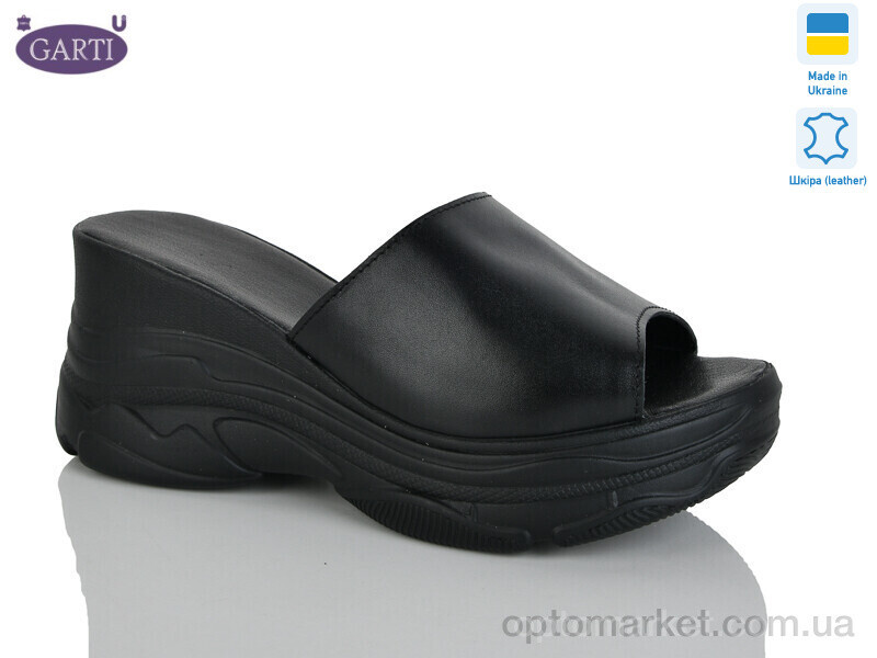 Купить Шльопанці жіночі 525 чорна шкіра Garti чорний, фото 2