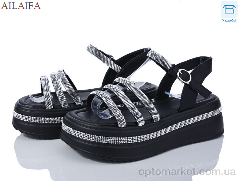 Купить Босоніжки жіночі 7035 all black Ailaifa чорний, фото 2