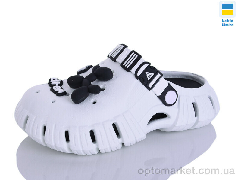 Купить Крокси жіночі 77 біло-чорний Gipanis білий, фото 2