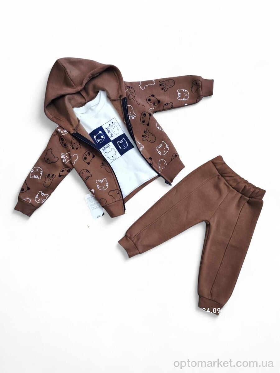 Купить Комплекти дитячі дитячі 836 коричневий батнік-кофта-штани Y.T.M.Kids коричневий, фото 2