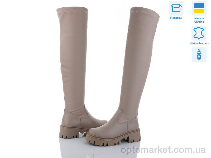 Купить Ботфорти жіночі 93 бежевий Mona Lisa бежевий, фото 2