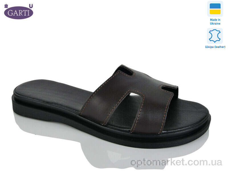 Купить Шльопанці жіночі 94 корич шкіра Garti коричневий, фото 2