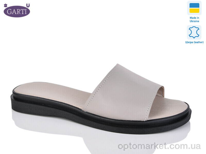 Купить Шльопанці жіночі 97 беж шкіра Garti коричневий, фото 2
