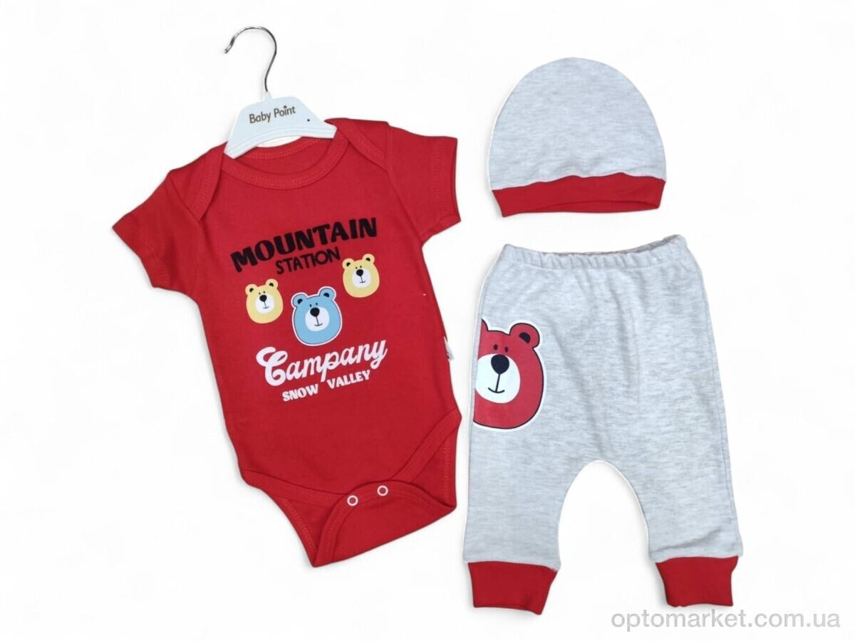 Купить Комплекти дитячі дитячі боді штани шапка 5010 червоно-сірий Baby point червоний, фото 2