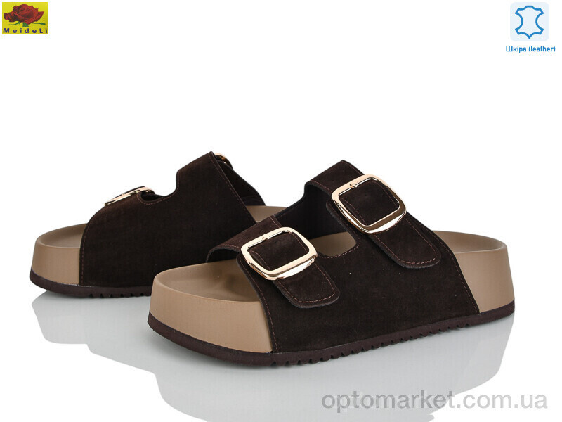Купить Шльопанці жіночі D86-11 Mei De Li коричневий, фото 2