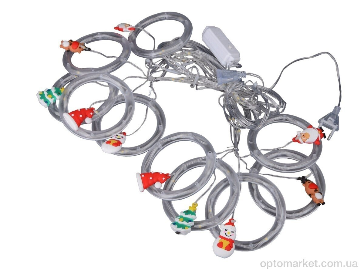 Купить Господарські товари F7884 світлодіодна гірлянда-фіранка кільця з фігурами у вигляді Санти та сніговика, ялинки, оленя та шапочки, довжина 400см 7garden, фото 5