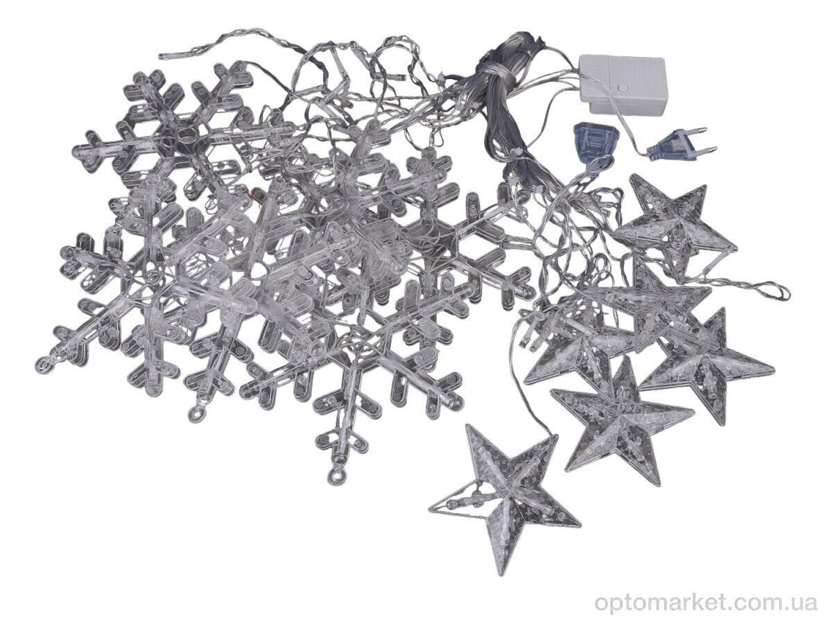Купить Господарські товари F7887A світлодіодна гірлянда штора Сніжинки та Зірки, жовта, довжина 415см 7garden, фото 5