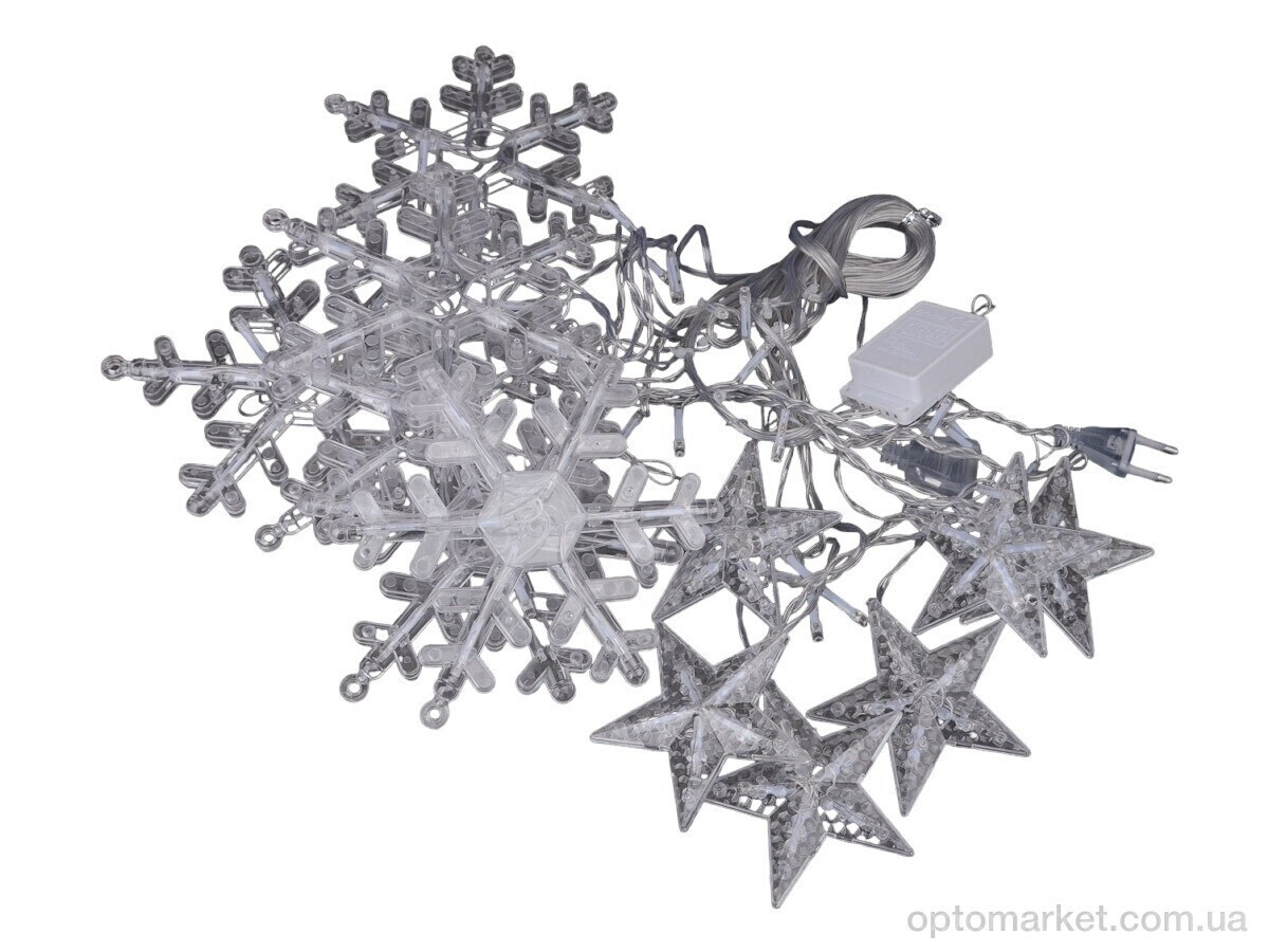 Купить Господарські товари F7887B світлодіодна гірлянда штора Сніжинки та Зірки, біла, довжина 415см 7garden, фото 5