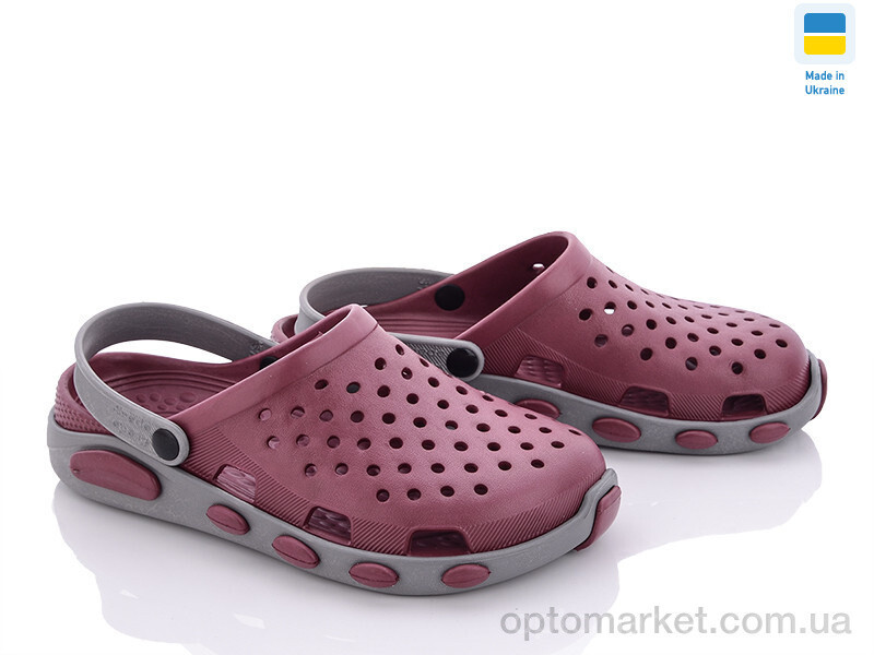 Купить Крокси жіночі Кредо Украіна 2091 вишнево-сірий Kredo бордовий, фото 2