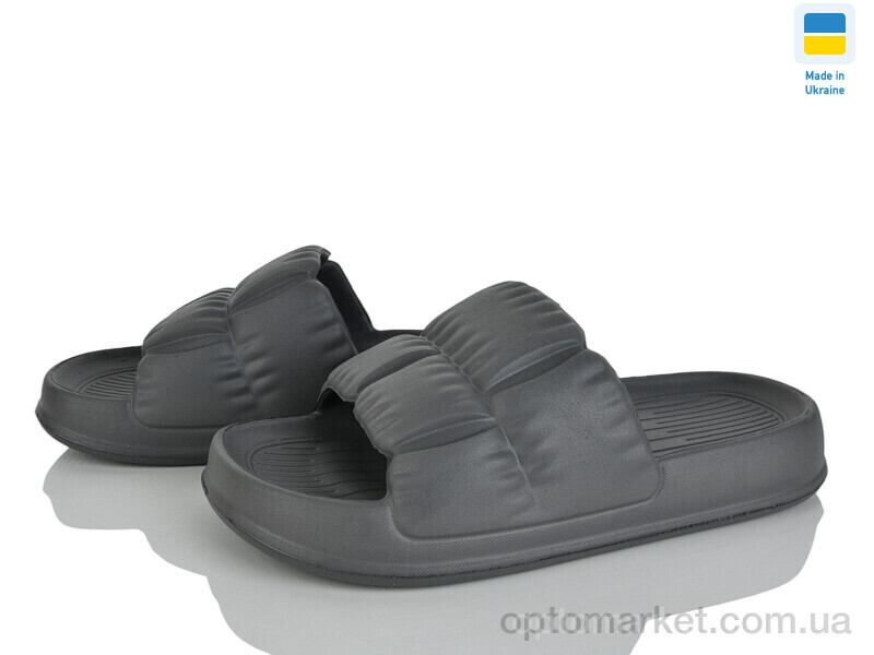 Купить Шльопанці жіночі Крок С95 сірий Krok чорний, фото 2